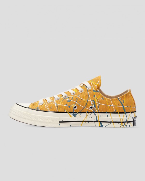 Converse Chuck 70 Archive Print Paint Splatter Gul Sko Danmark - Converse Lave Sneakers Dame - 24560